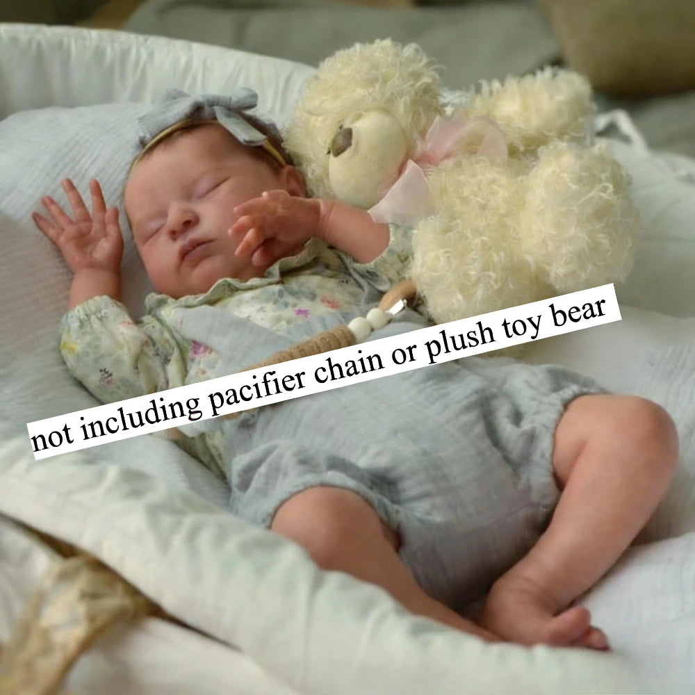 BZDOLL Asleep Reborn Doll Cloth Body Vinyl Limbs Lifelike Toy