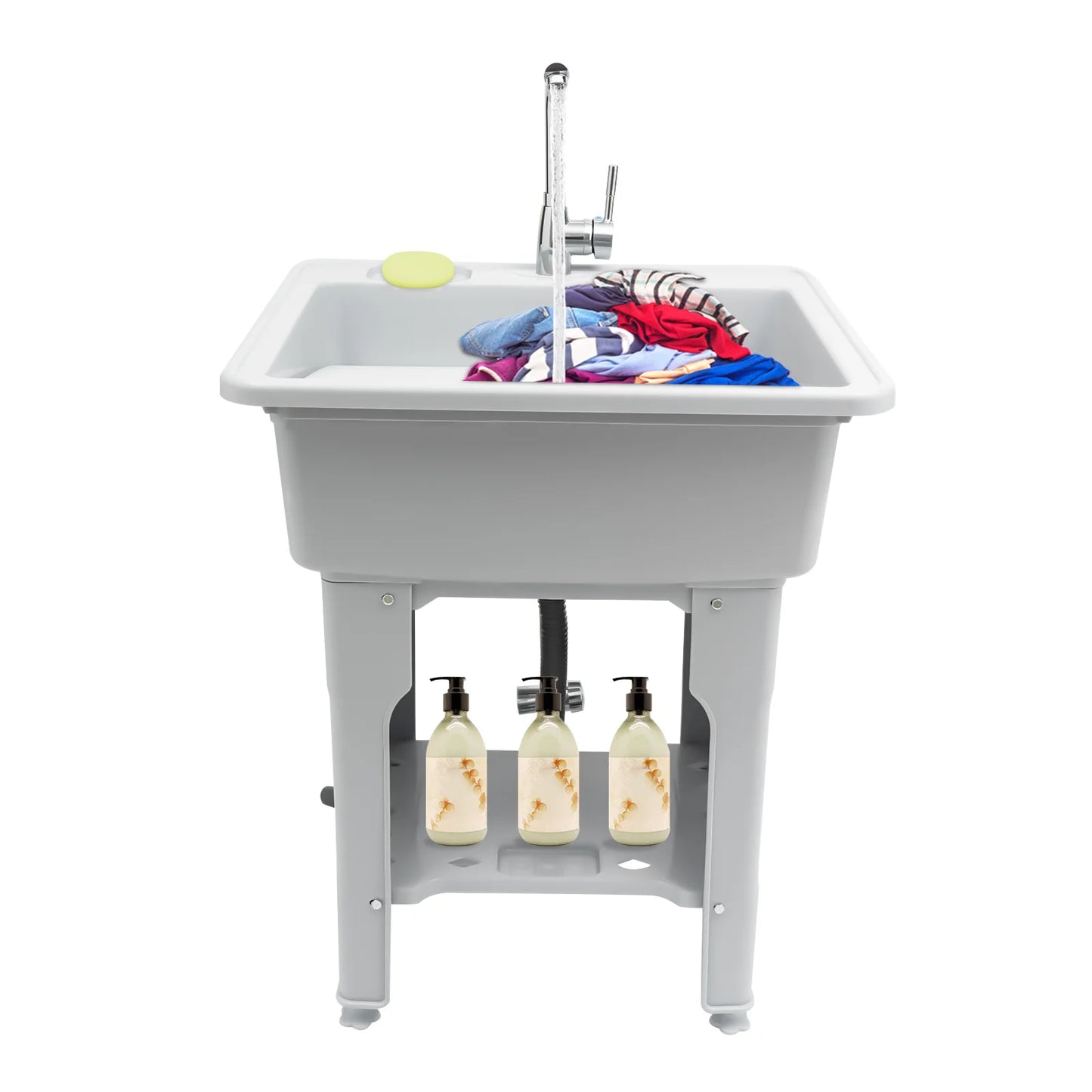 Multifunctional Laundry Sink With Faucet And Washboard