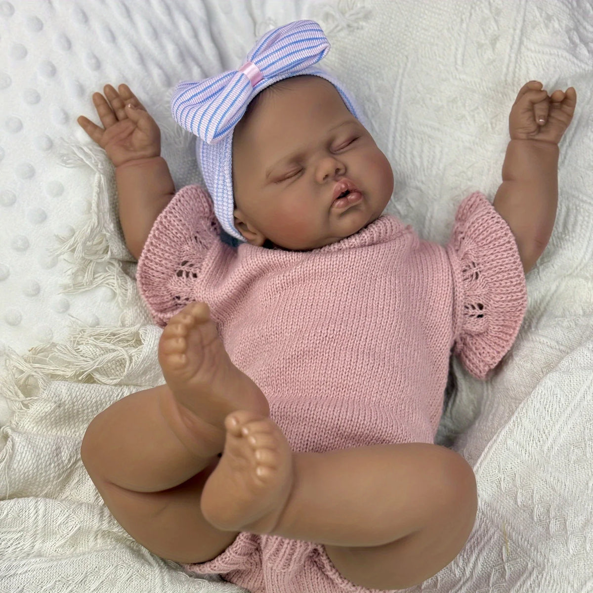 BZDOLL Chubby Asleep Reborn Doll Vinyl Limbs Cloth Body Handmade Lifelike