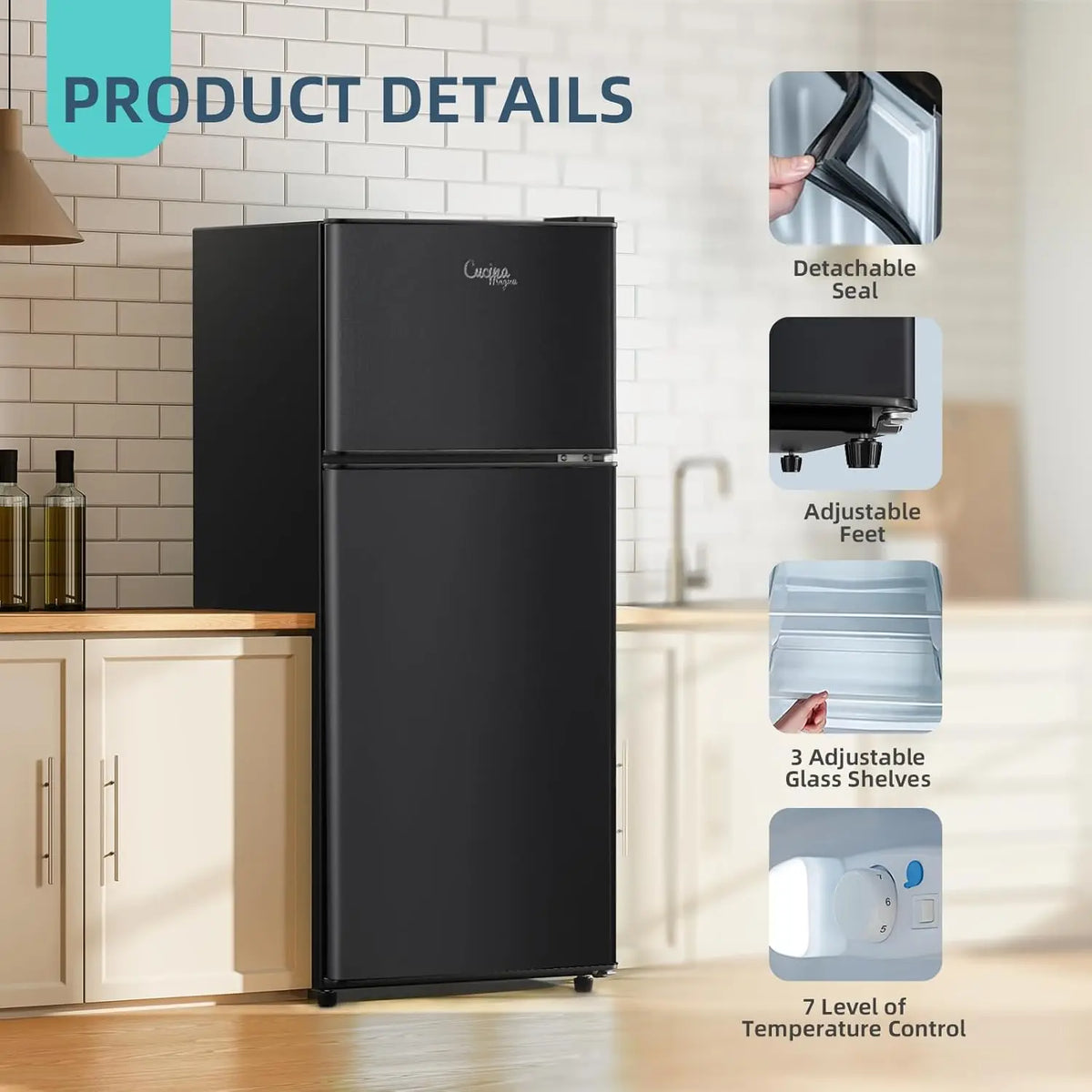 XMSJ Mini Fridge With Freezer 3.8 Cu Ft Energy Saving
