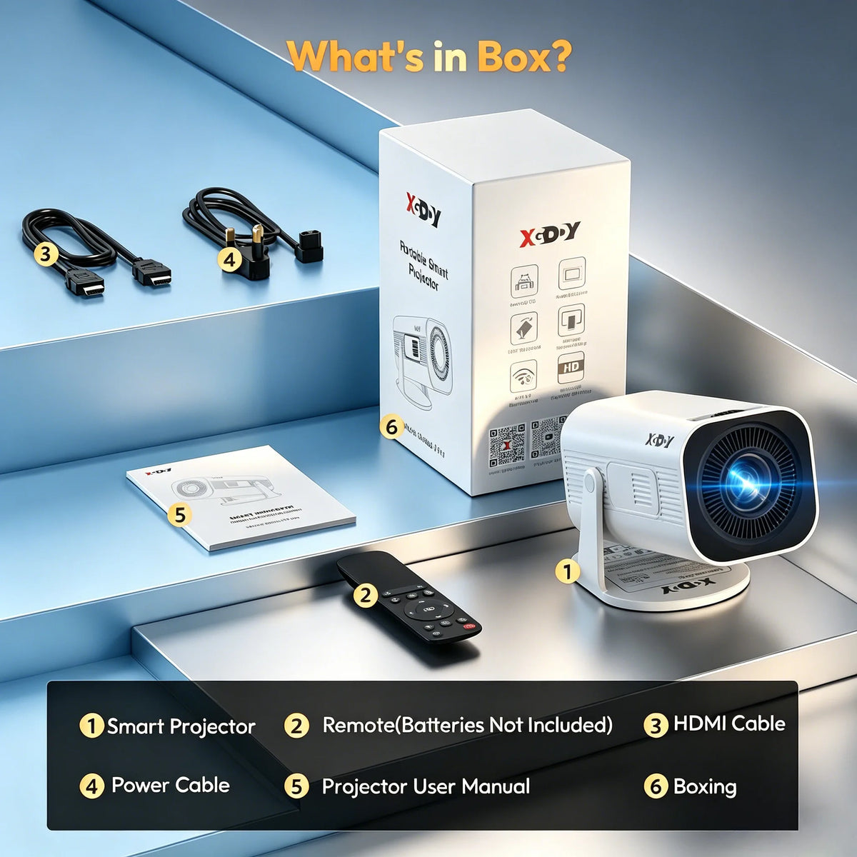 XGODY Portable 4K Projector 12000 Lumens WiFi Bluetooth Android 11