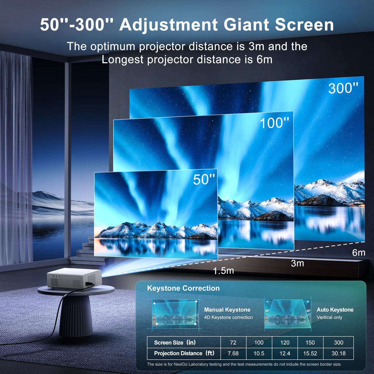 4K Smart Projector With WiFi 6 And Bluetooth 5.2 1080P