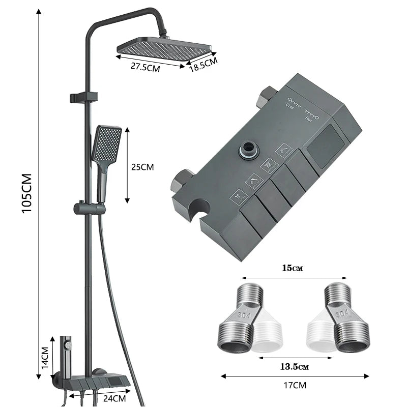 Smart Digital Shower Faucet Set With Rainfall System For Bathroom