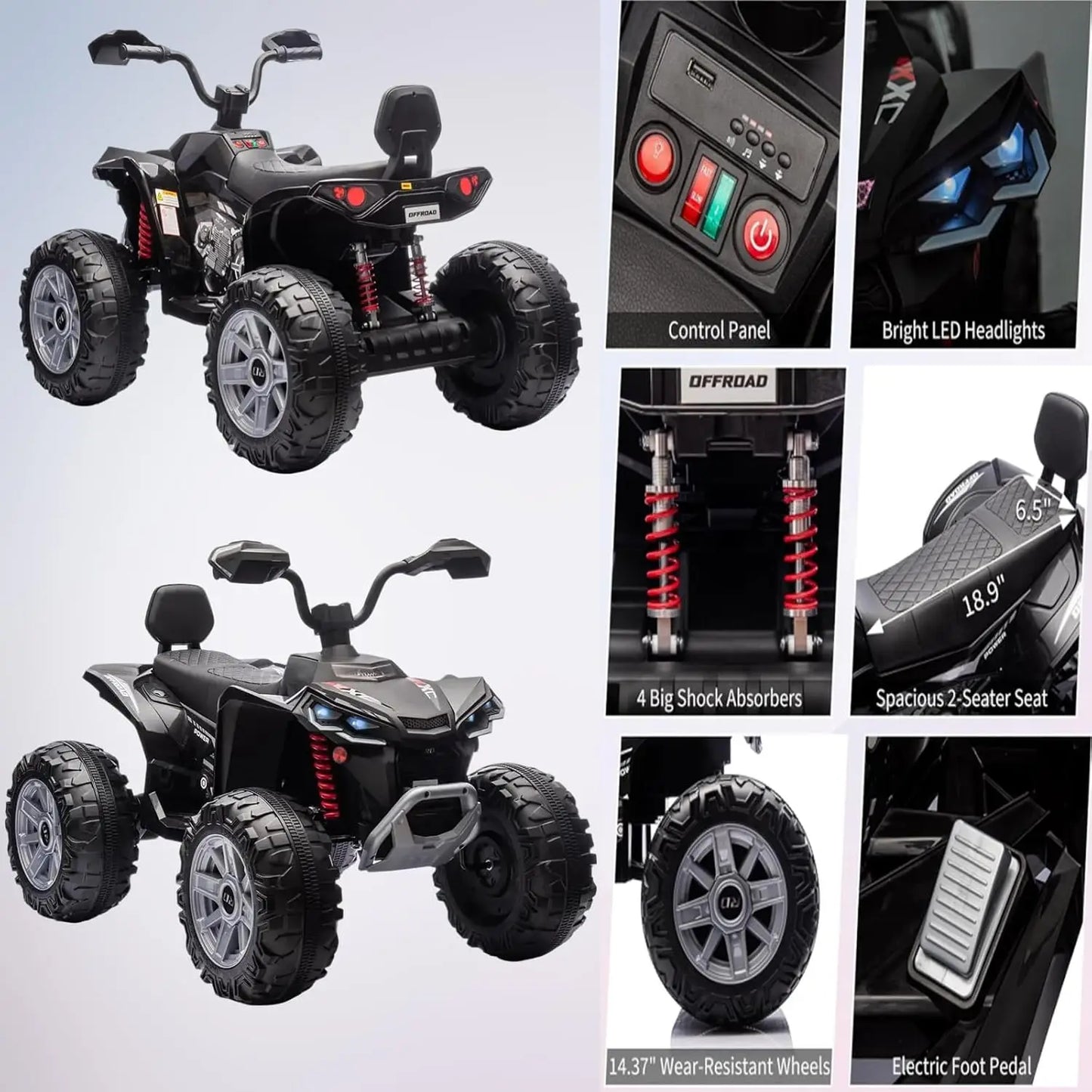 24V Kids Electric ATV Four Wheel Ride On 550W Motors