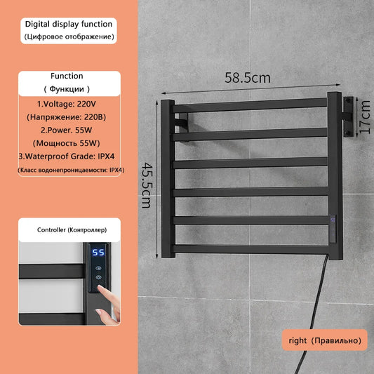Electric Towel Rack With Digital Display Wall Mounted 55W