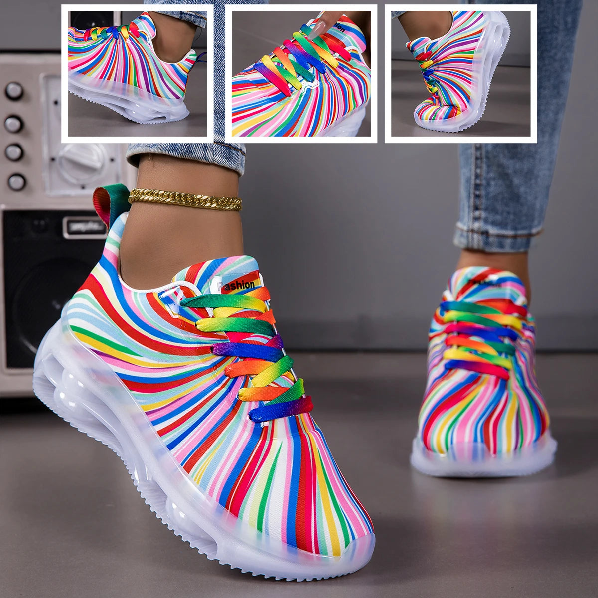 Women Air Cushion Sneakers Lightweight Shock Absorb Casual Sports Footwear