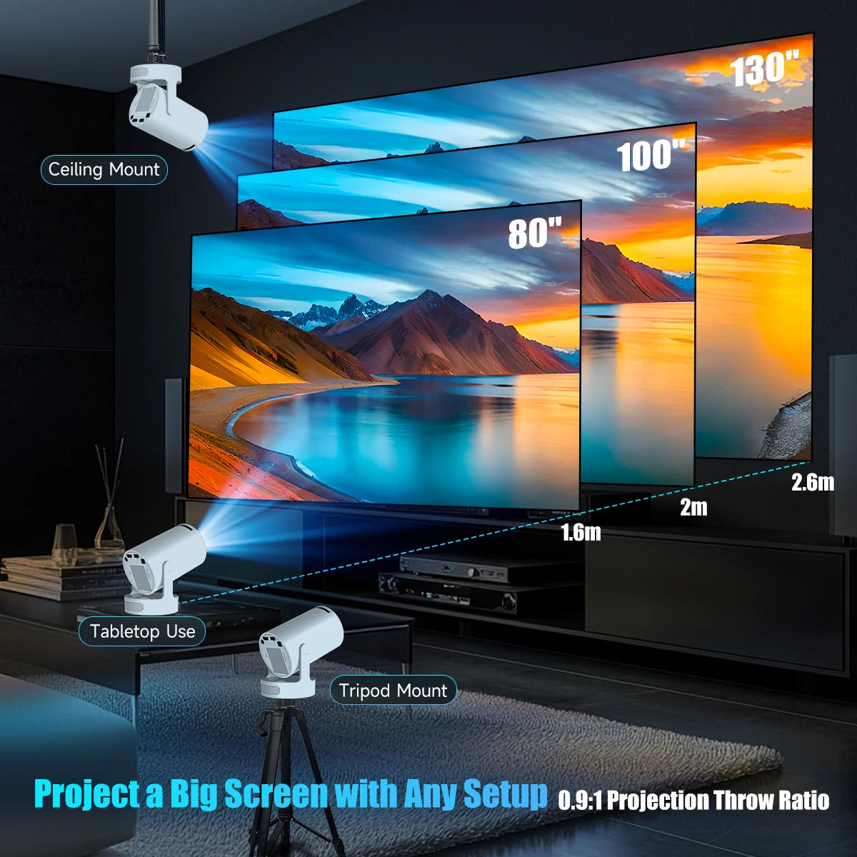 Magcubic HY300 Pro Projector 8000 ANSI Lumens Android 14 WiFi