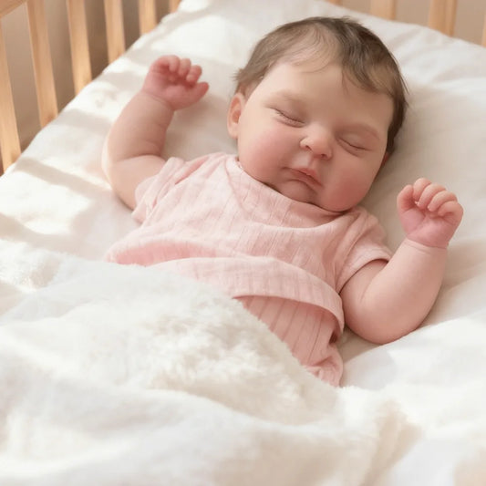 BZDOLL Asleep Reborn Doll With Vinyl Limbs Cloth Body Pacifier