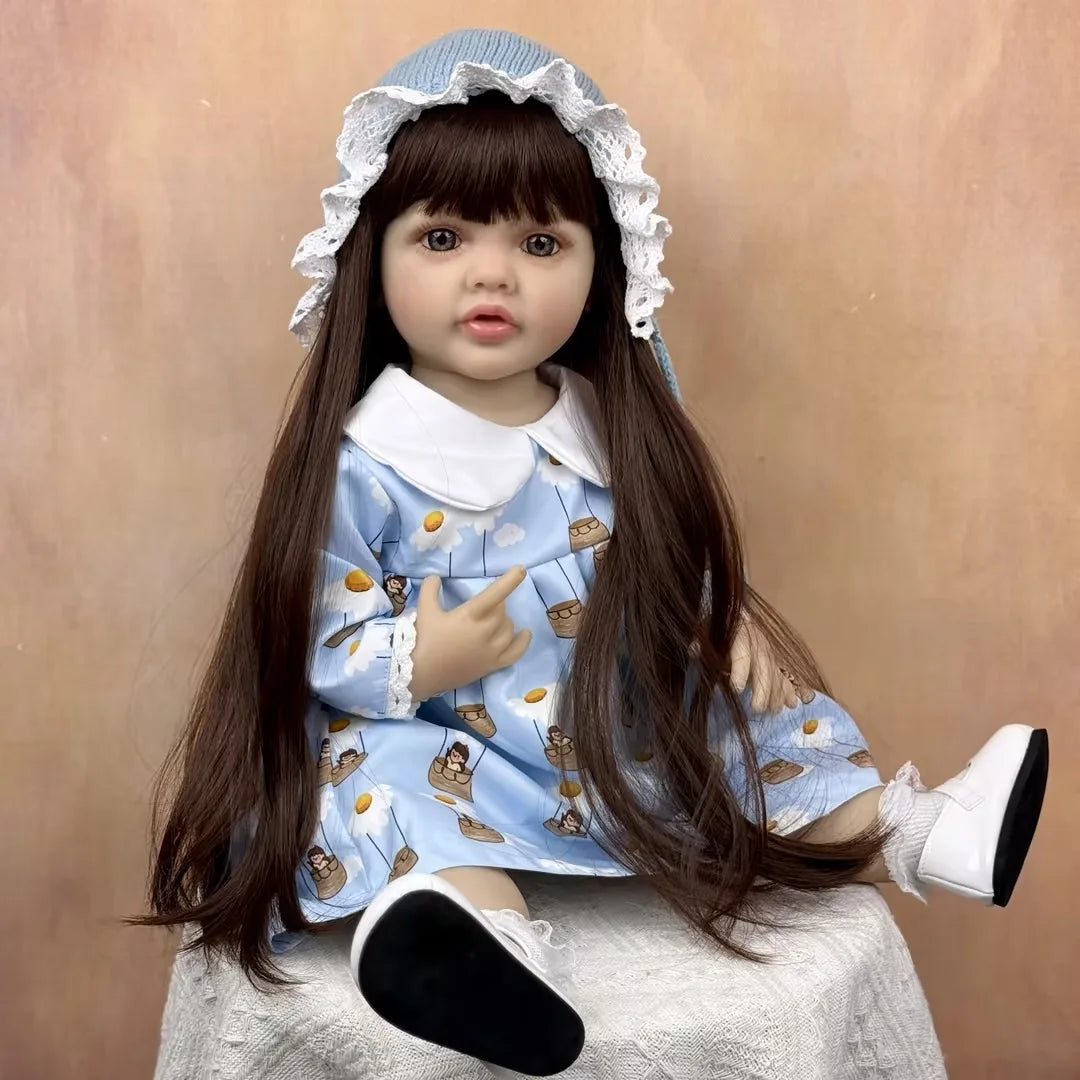 BZDOLL Vinyl Reborn Baby Doll With Long Hair Princess Toddler