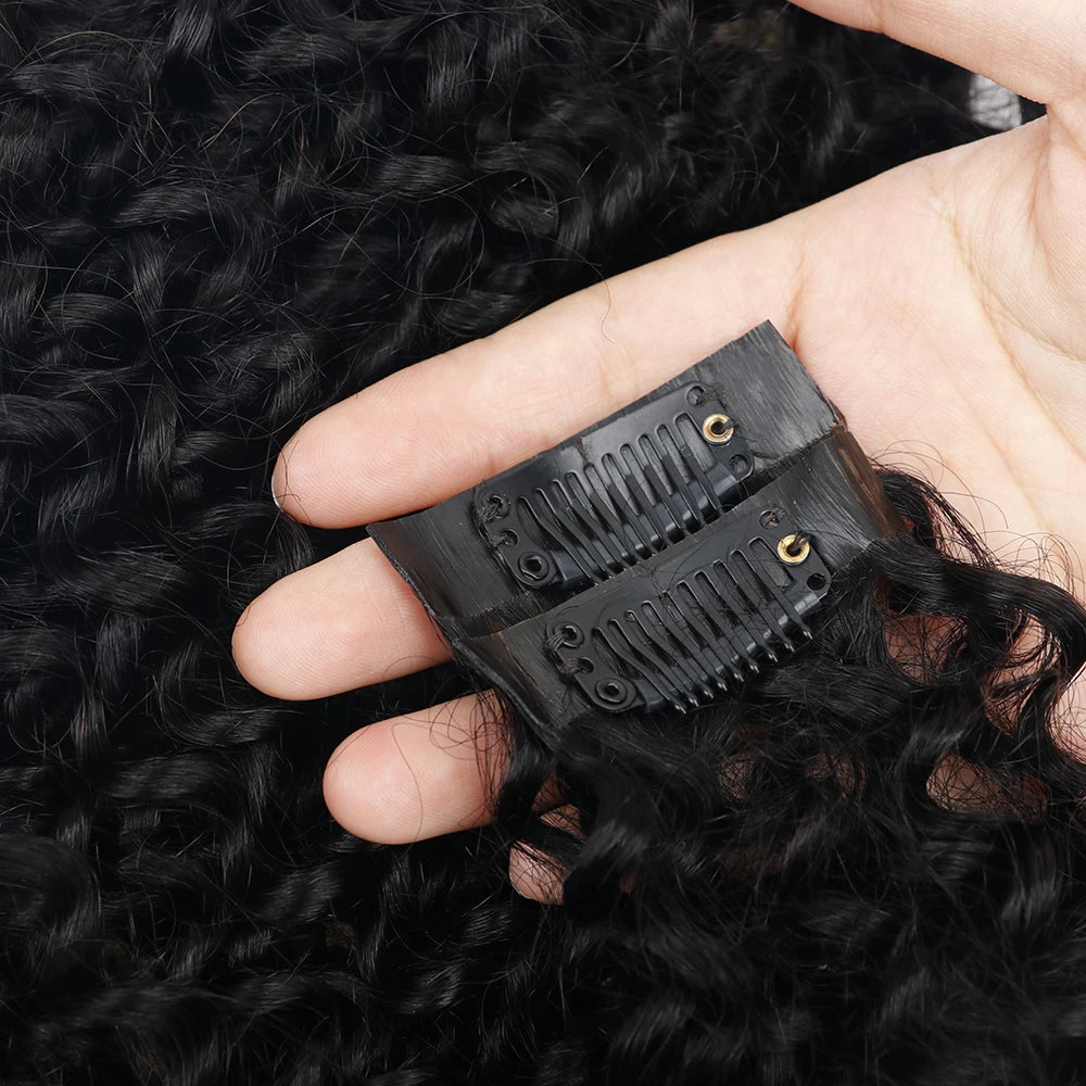 Liqusee Remy Clip-In Hair Extensions Curly Wave 8 Piece Set