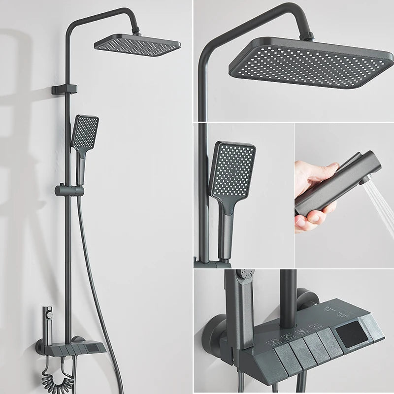 Smart Digital Shower Faucet Set With Rainfall System For Bathroom