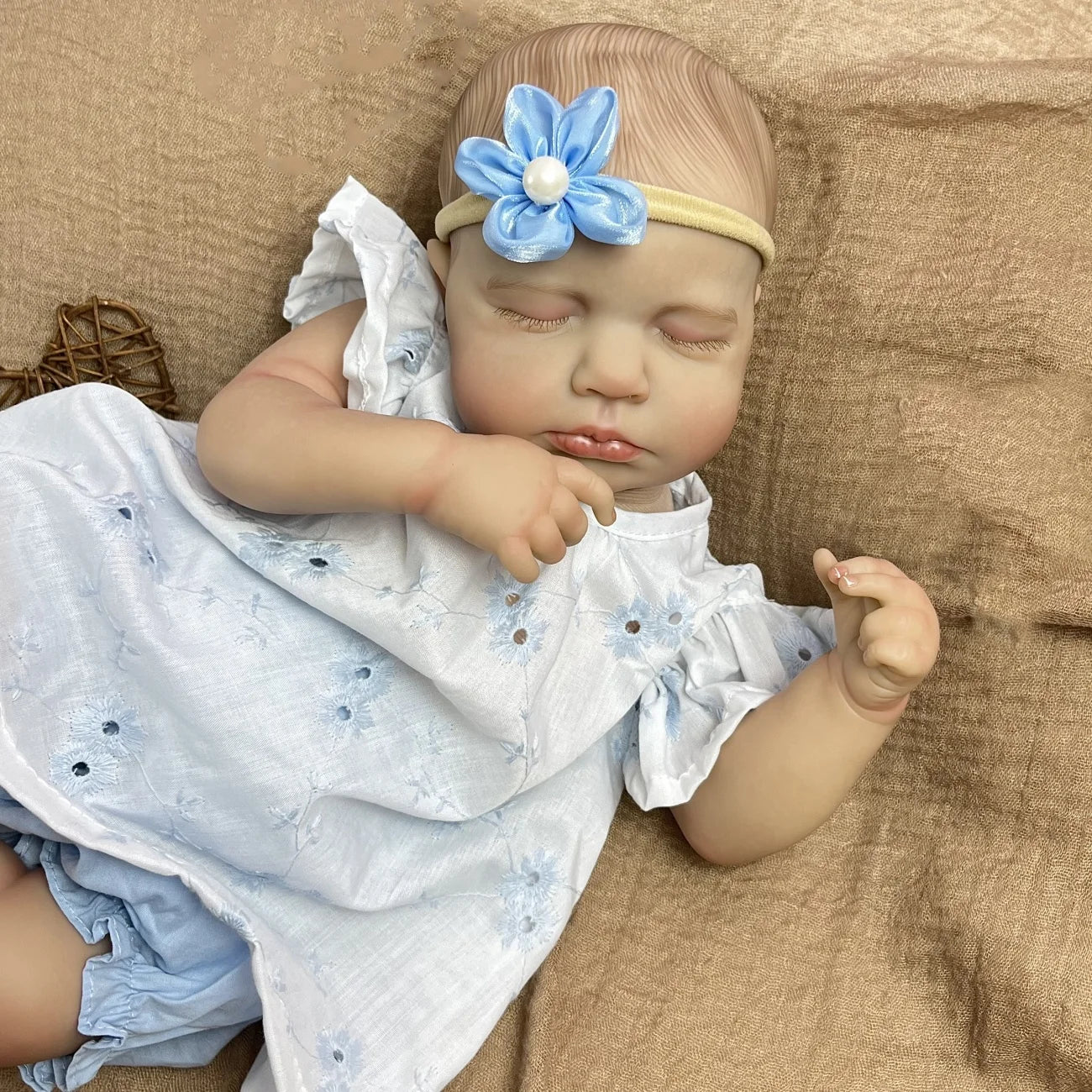 BZDOLL Reborn Vinyl Baby Doll Asleep 3D Skin Real Look