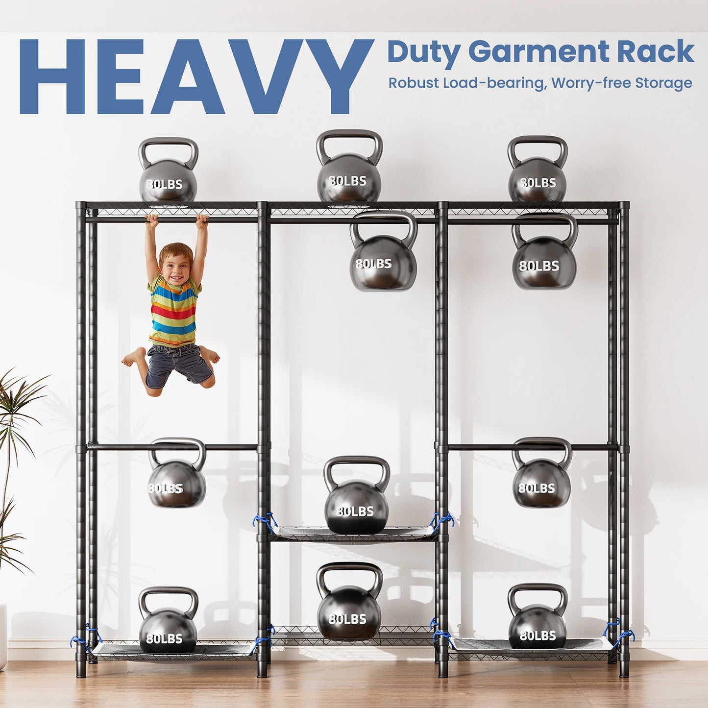Freestanding Heavy Duty Clothes Rack Storage Organizer Wardrobe