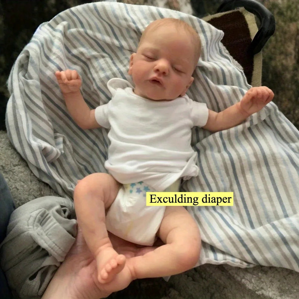 BZDOLL Asleep Reborn Doll with Vinyl Limbs and Cloth Body Handmade Collectible