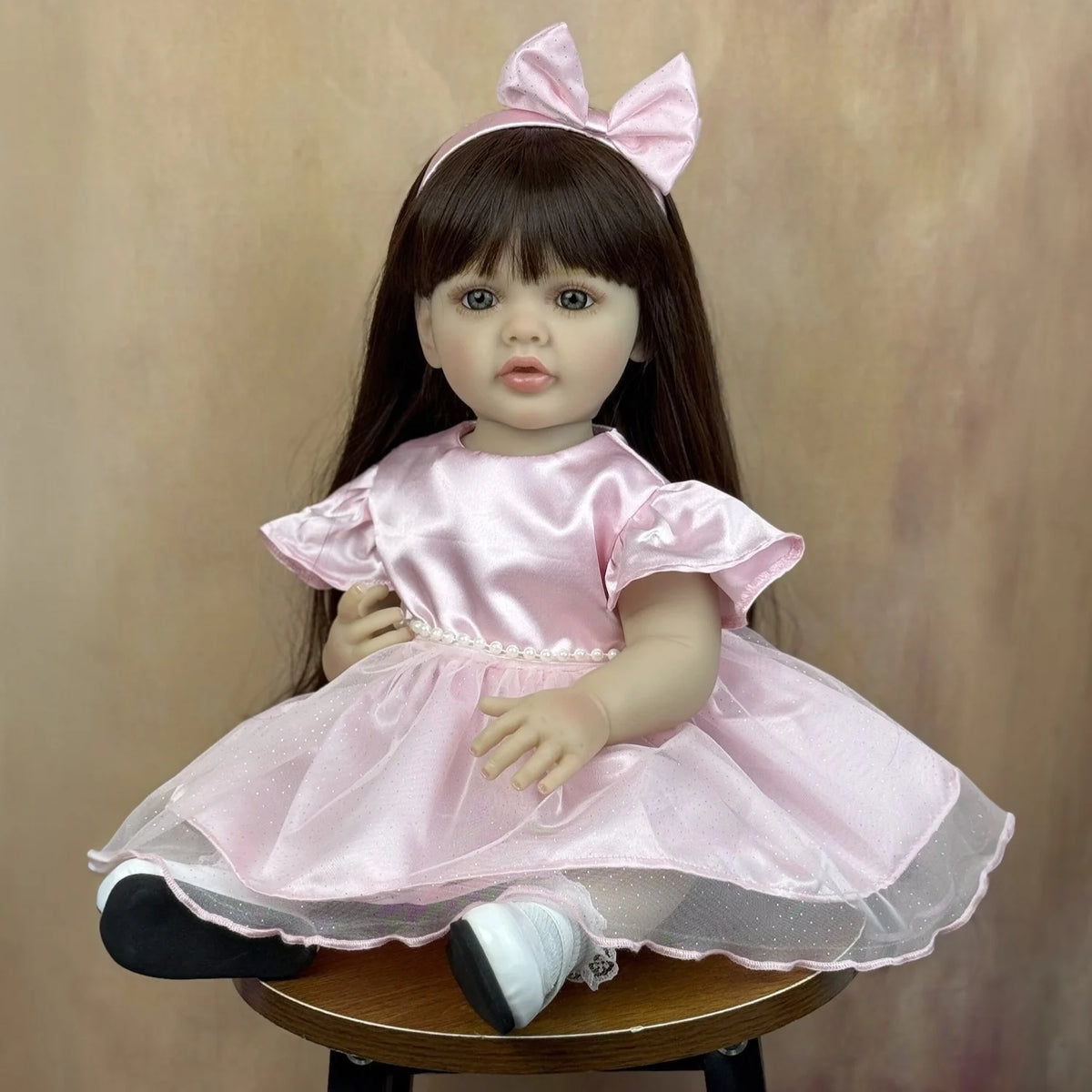 BZDOLL Reborn Baby Girl Doll Vinyl Dress Up Long Hair