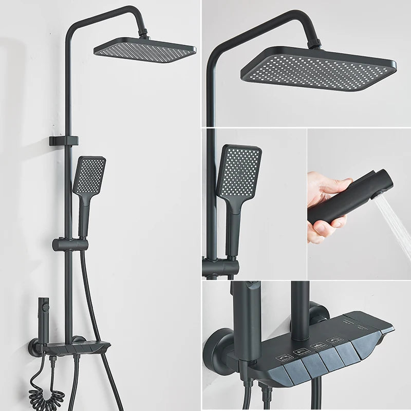 Smart Digital Shower Faucet Set With Rainfall System For Bathroom