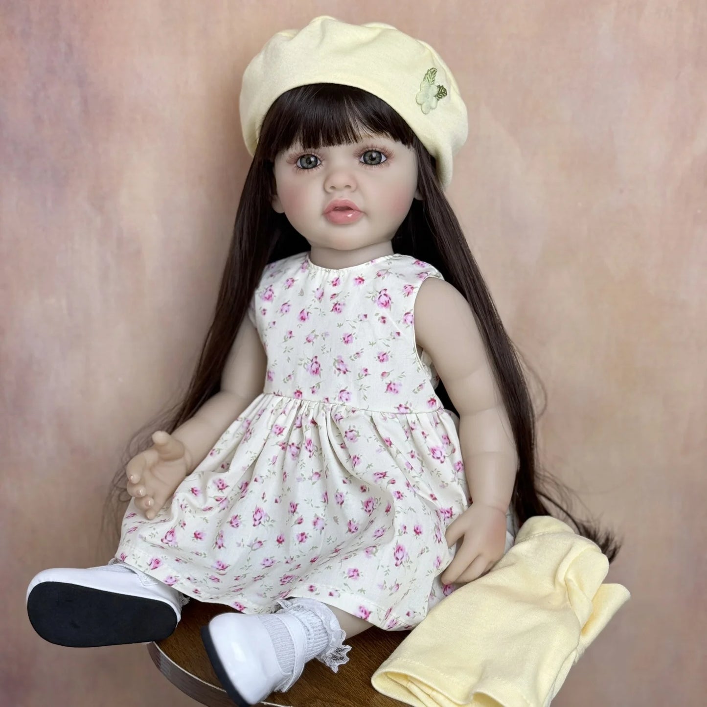 BZDOLL Full Vinyl Reborn Baby Doll Long Hair Princess Gift