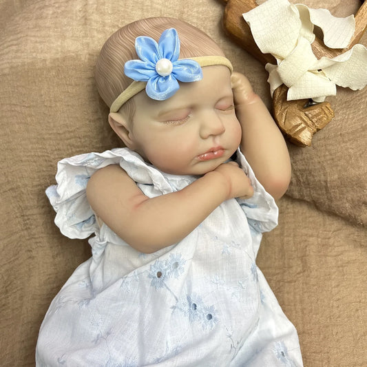 BZDOLL Reborn Vinyl Baby Doll Asleep 3D Skin Real Look