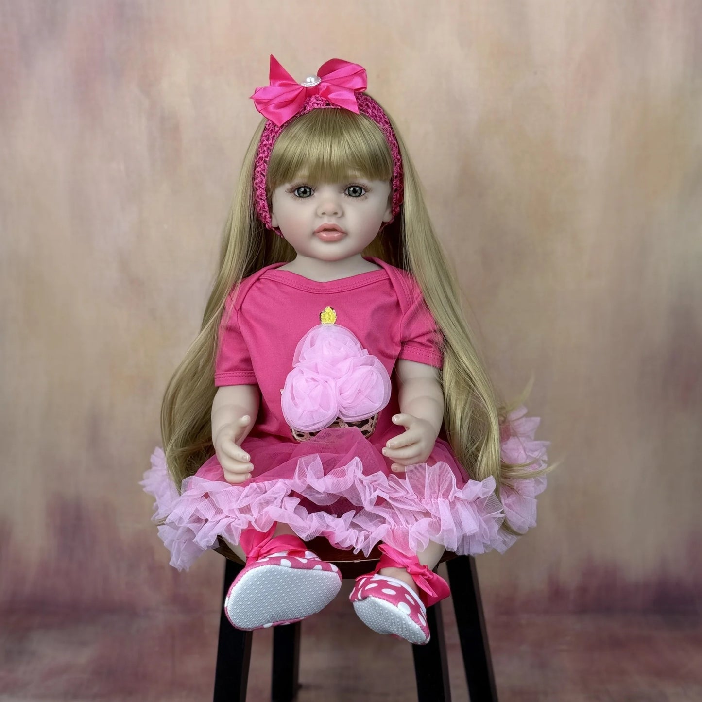 BZDOLL Full Vinyl Reborn Baby Doll With Long Hair Princess Gift