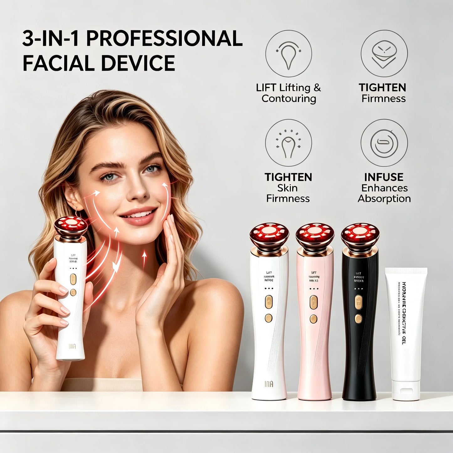 3 In 1 Red Light Anti Aging Facial Skincare Device