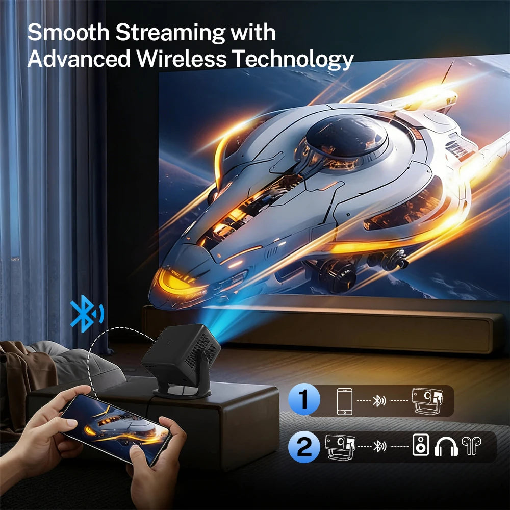 LynCast Smart Projector 4K Android 14 Bluetooth WiFi6 Portable Home Theater