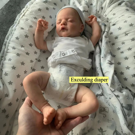 BZDOLL Asleep Reborn Doll with Vinyl Limbs and Cloth Body Handmade Collectible