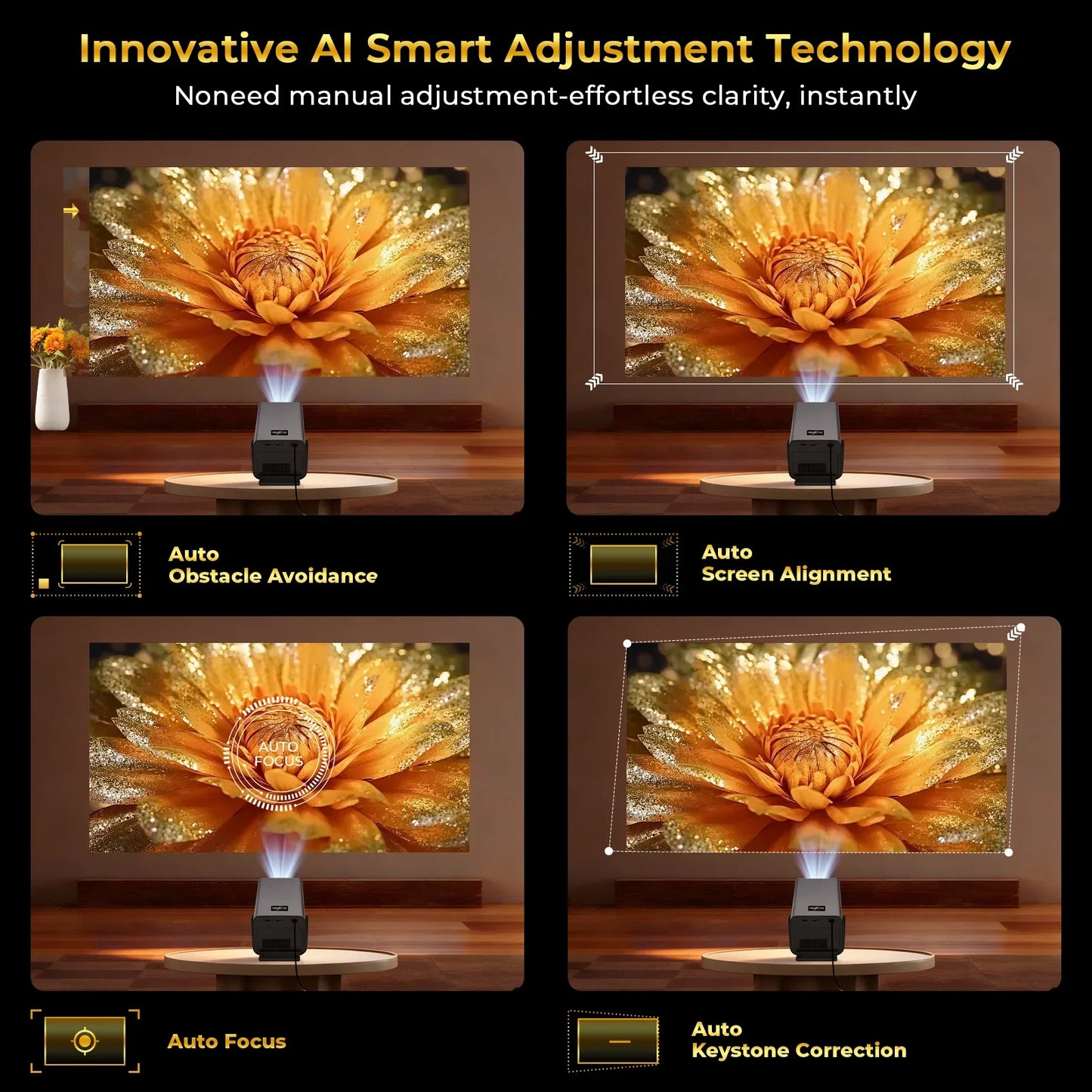 LynCast 8K AI Projector Android 14 Auto Focus Keystone
