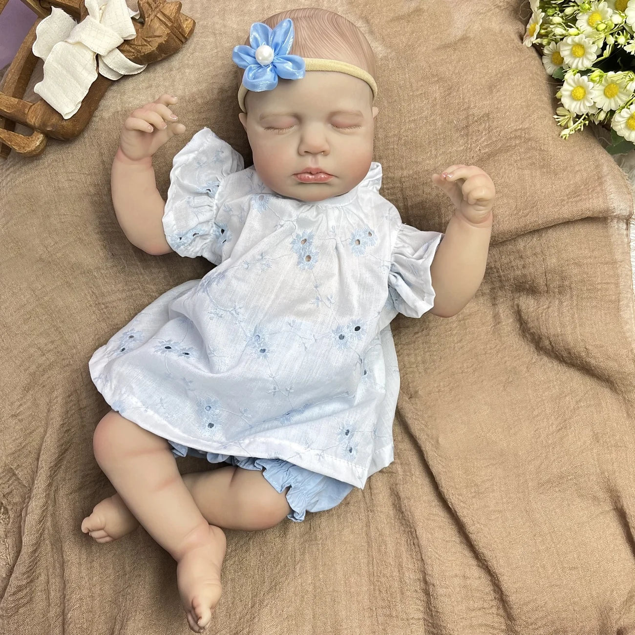 BZDOLL Reborn Vinyl Baby Doll Asleep 3D Skin Real Look