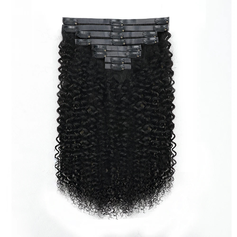 UEENLY Curly Wave Clip In Hair Extensions 8 Pieces Remy