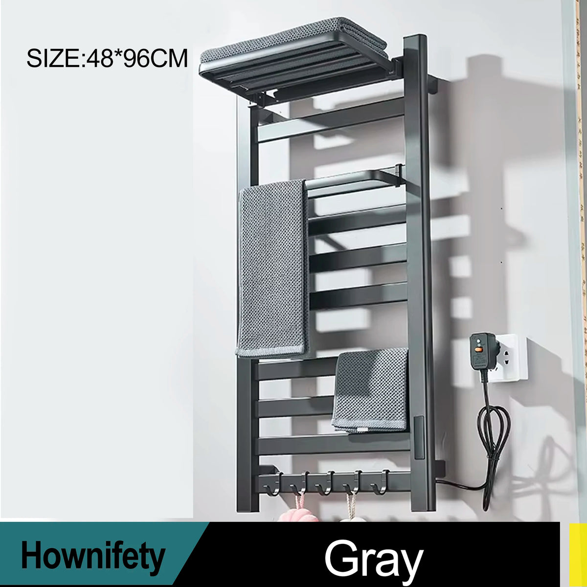 Bathroom Electric Towel Rack Thermostatic Heating With Digital Display Aluminum