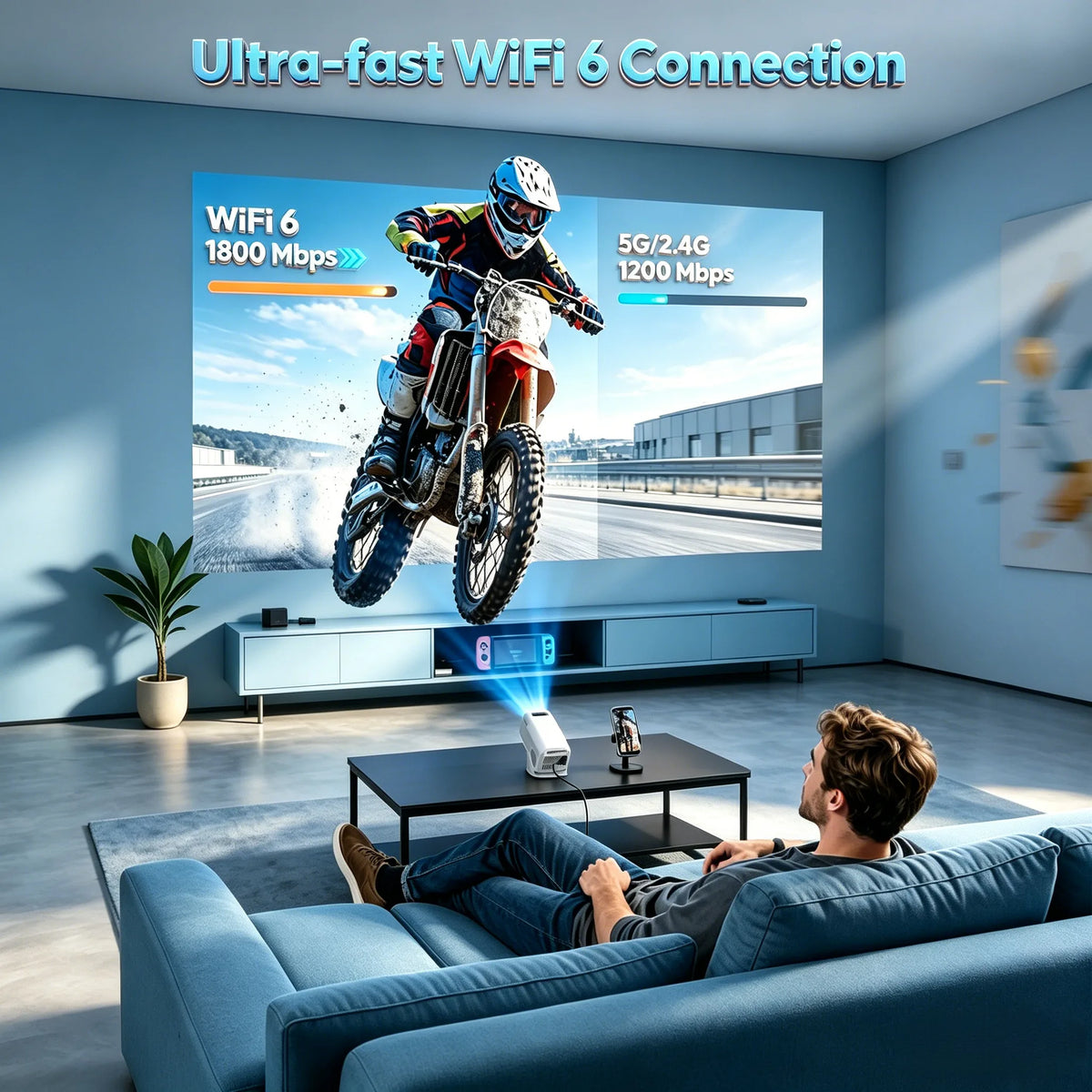 XGODY Portable 4K Projector 12000 Lumens WiFi Bluetooth Android 11