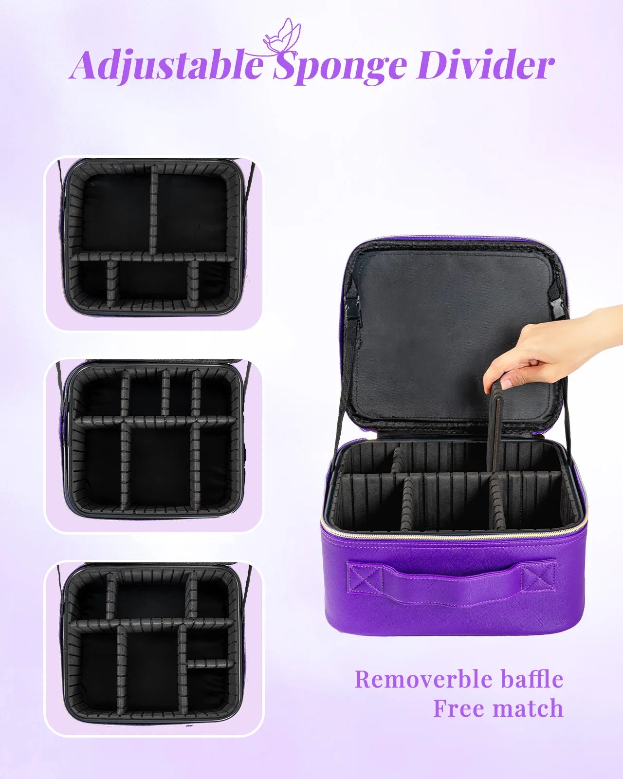 Portable Waterproof Leather Makeup Bag With Mirror And Lamp