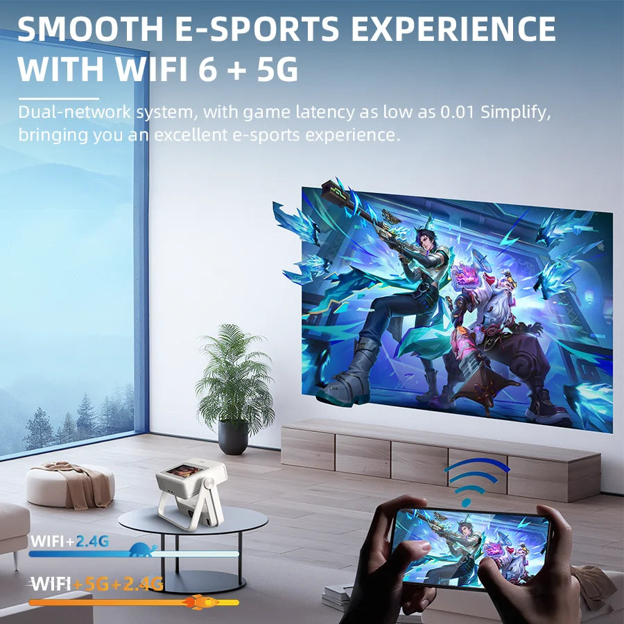 4K Touch Screen Portable Projector With WiFi Bluetooth Smart Auto Focus