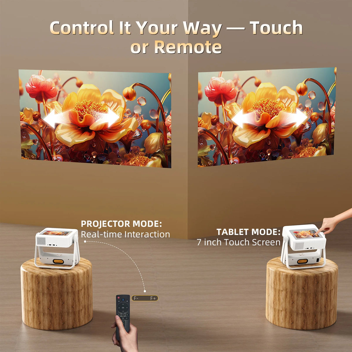 XBJ A5Pro 1080p Smart Projector Screen WiFi BT5 Auto Focus