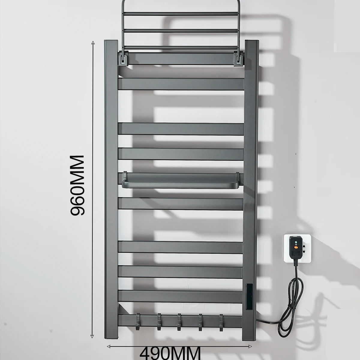 Bathroom Electric Towel Rack Thermostatic Heating With Digital Display Aluminum