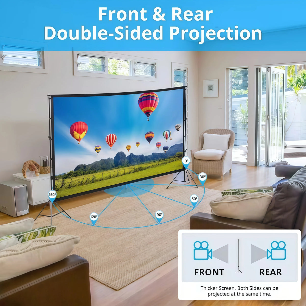 XBJ Portable Outdoor Projector Screen With Stand And Tripod