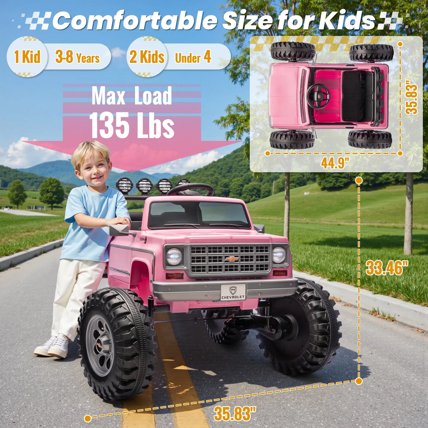 JOYRACER Licensed Chevrolet Cheyenne 24V Ride On Car With Remote Control