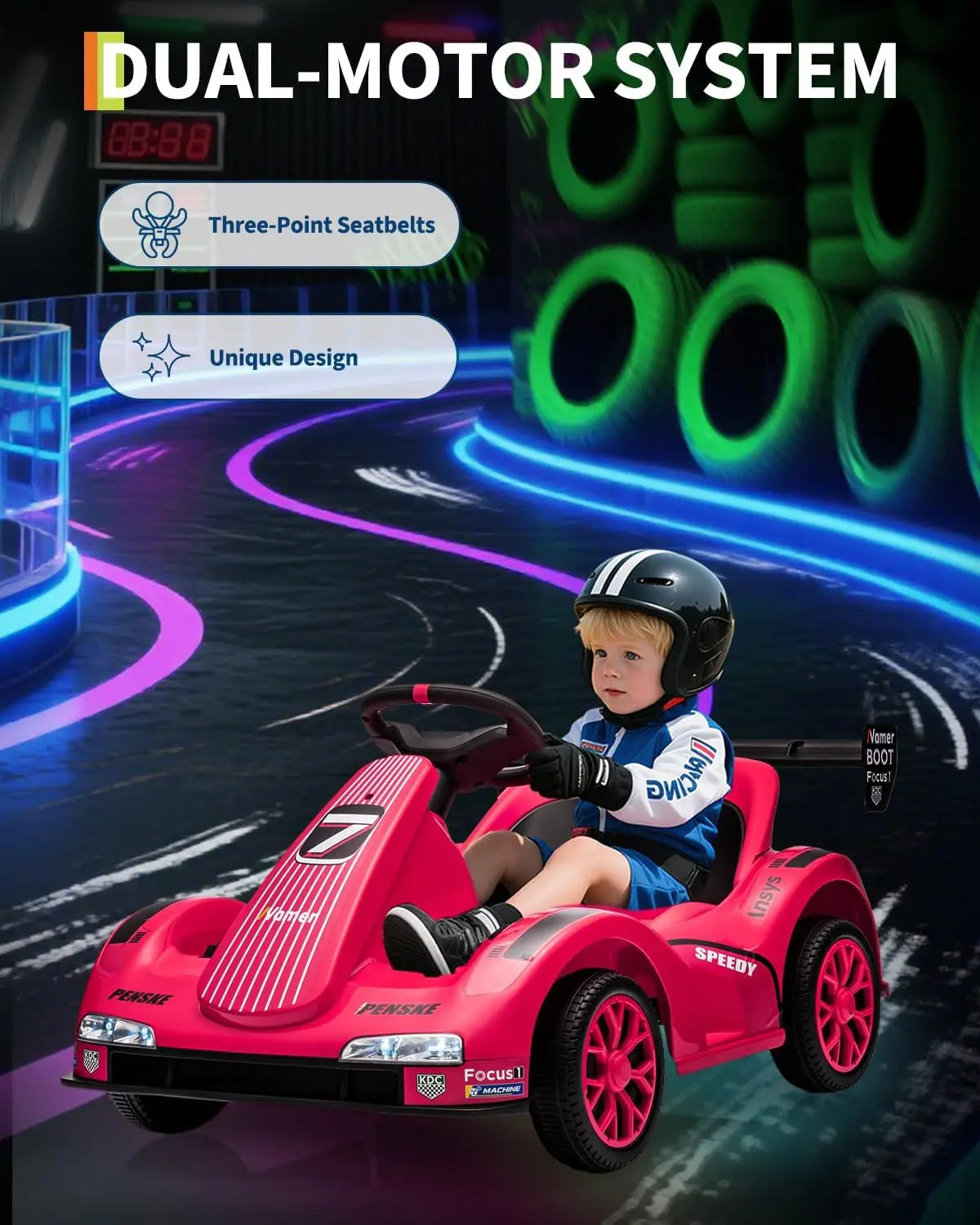 HiMISS Kids Kart Electric Ride On Drift With Dual Motors