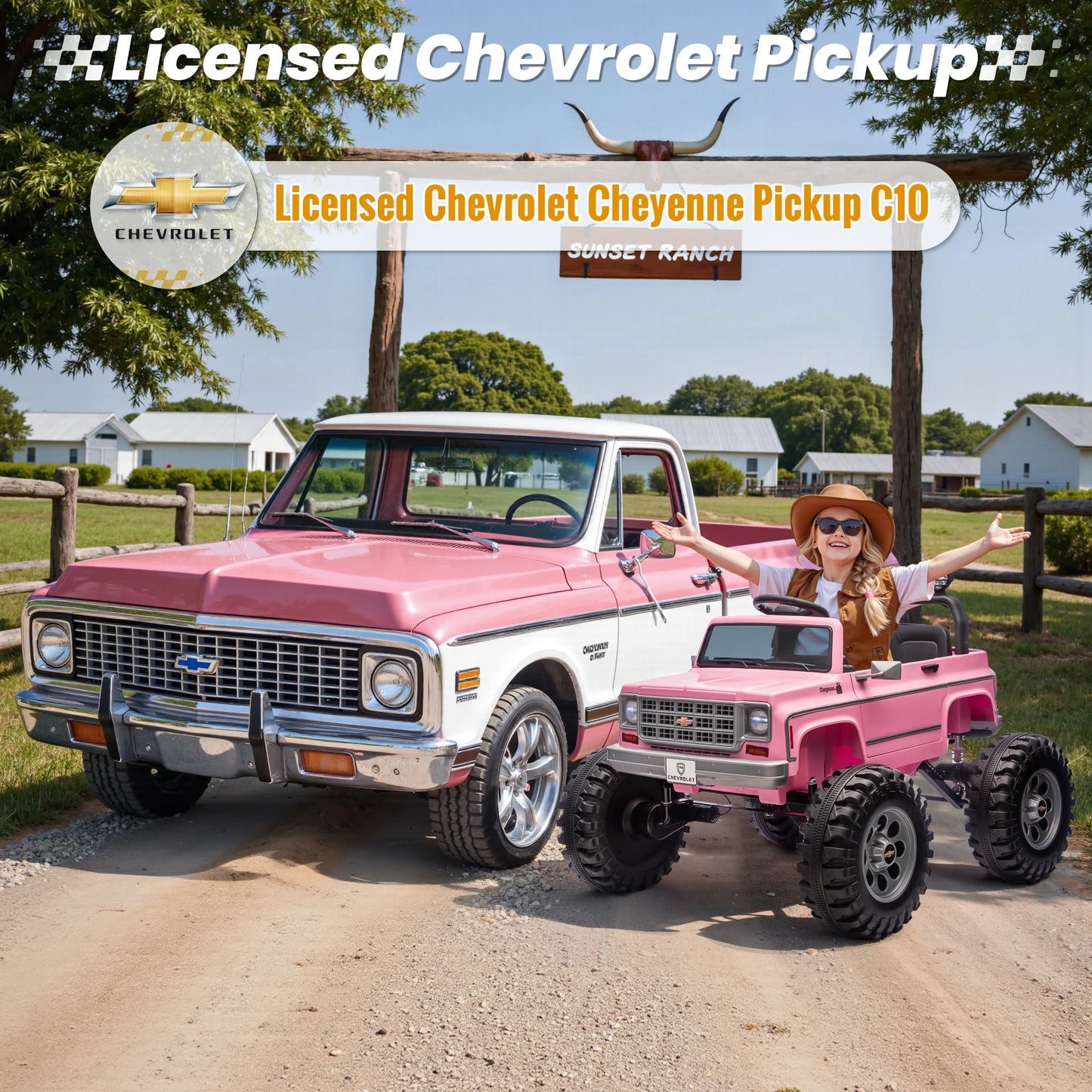 JOYRACER Licensed Chevrolet Cheyenne 24V Ride On Car With Remote Control