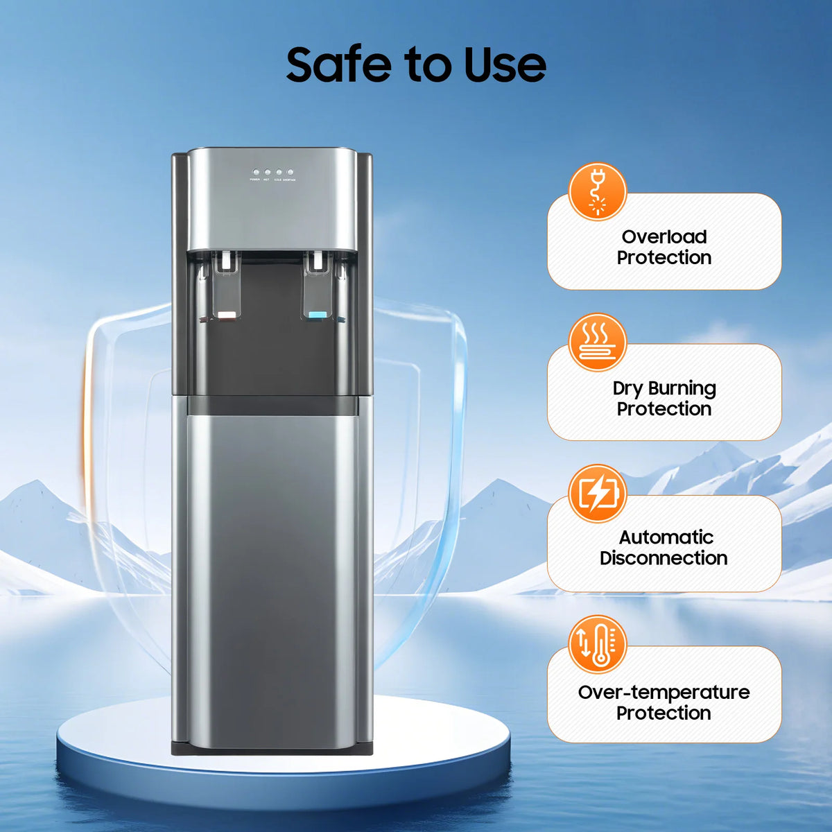 Bymaocar Bottom Loading Freestanding Water Dispenser With Hot And Cold