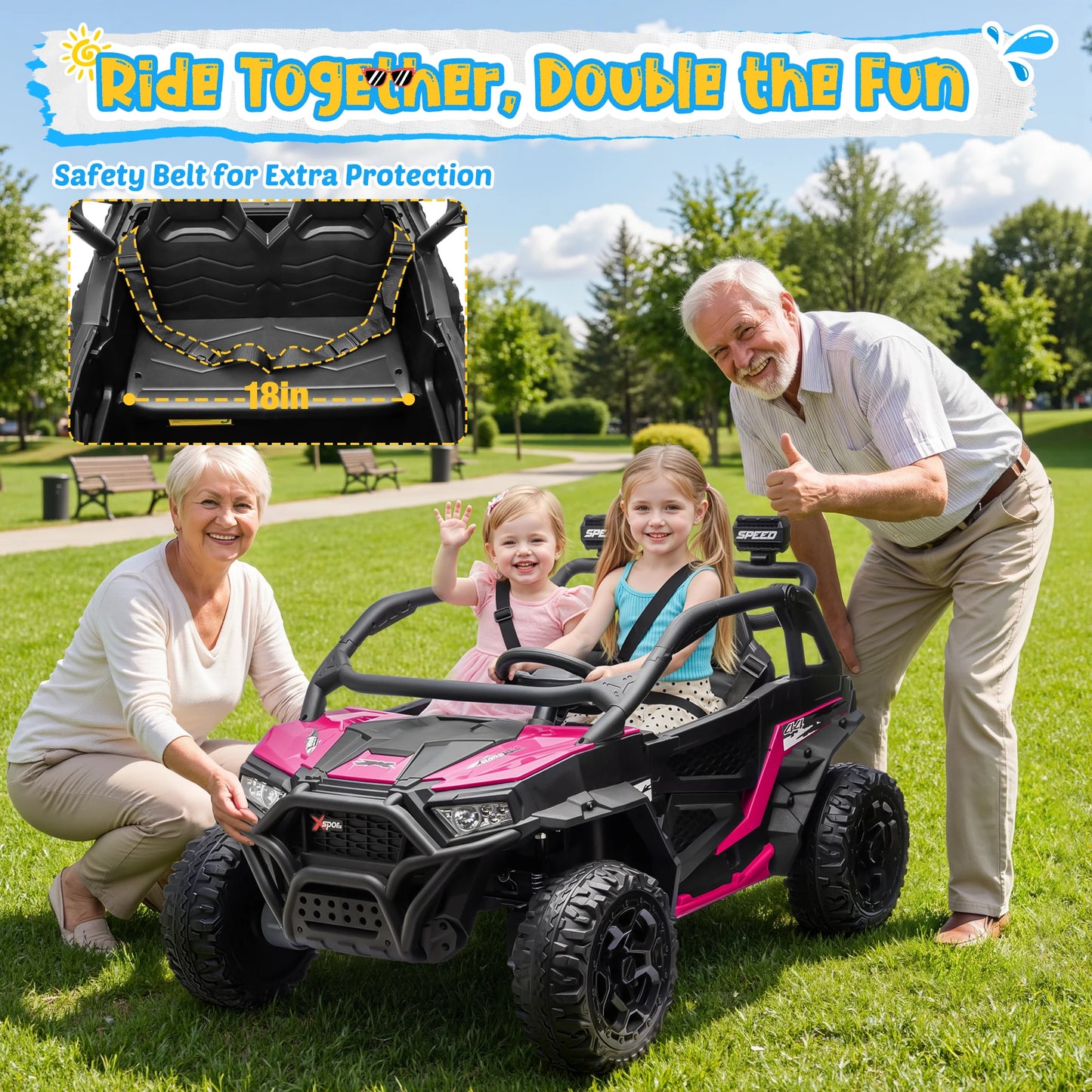 Joyracer 24V 4WD Kids Electric UTV Ride-On With Music LED Lights