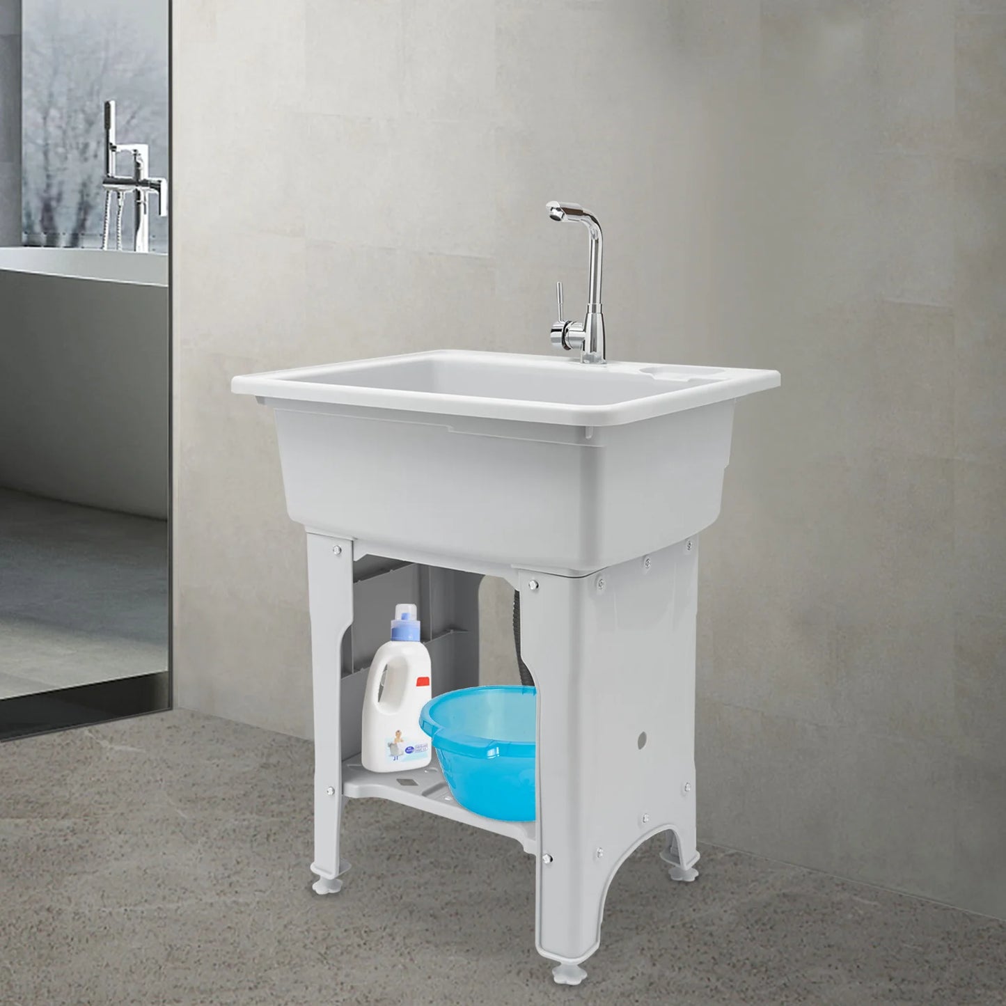 Multifunctional Laundry Sink With Faucet And Washboard