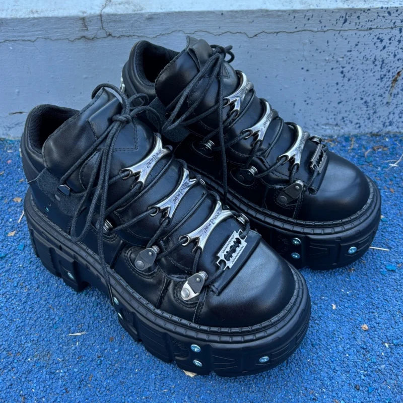Gothic Women Chunky Platform Sneakers Metal Decoration Fashion Casual Trainers