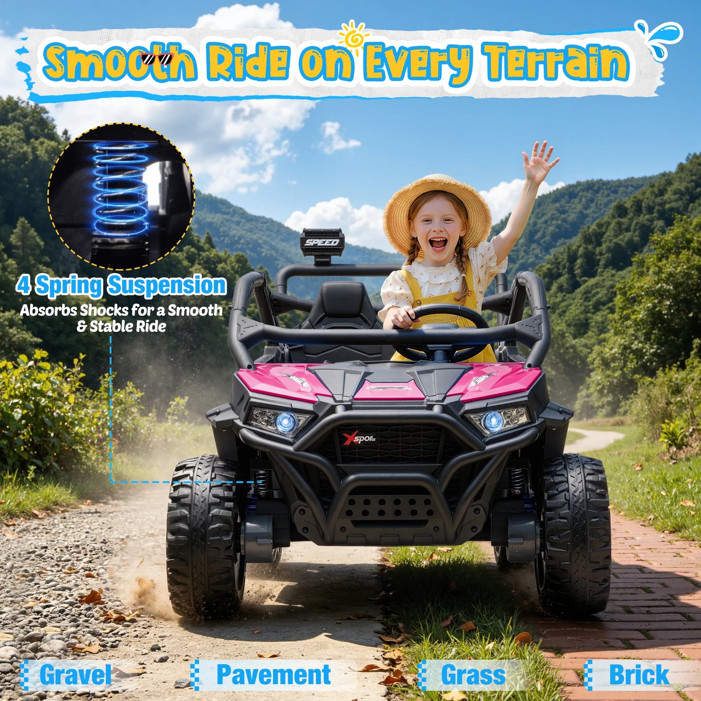 Joyracer 24V 4WD Kids Electric UTV Ride-On With Music LED Lights