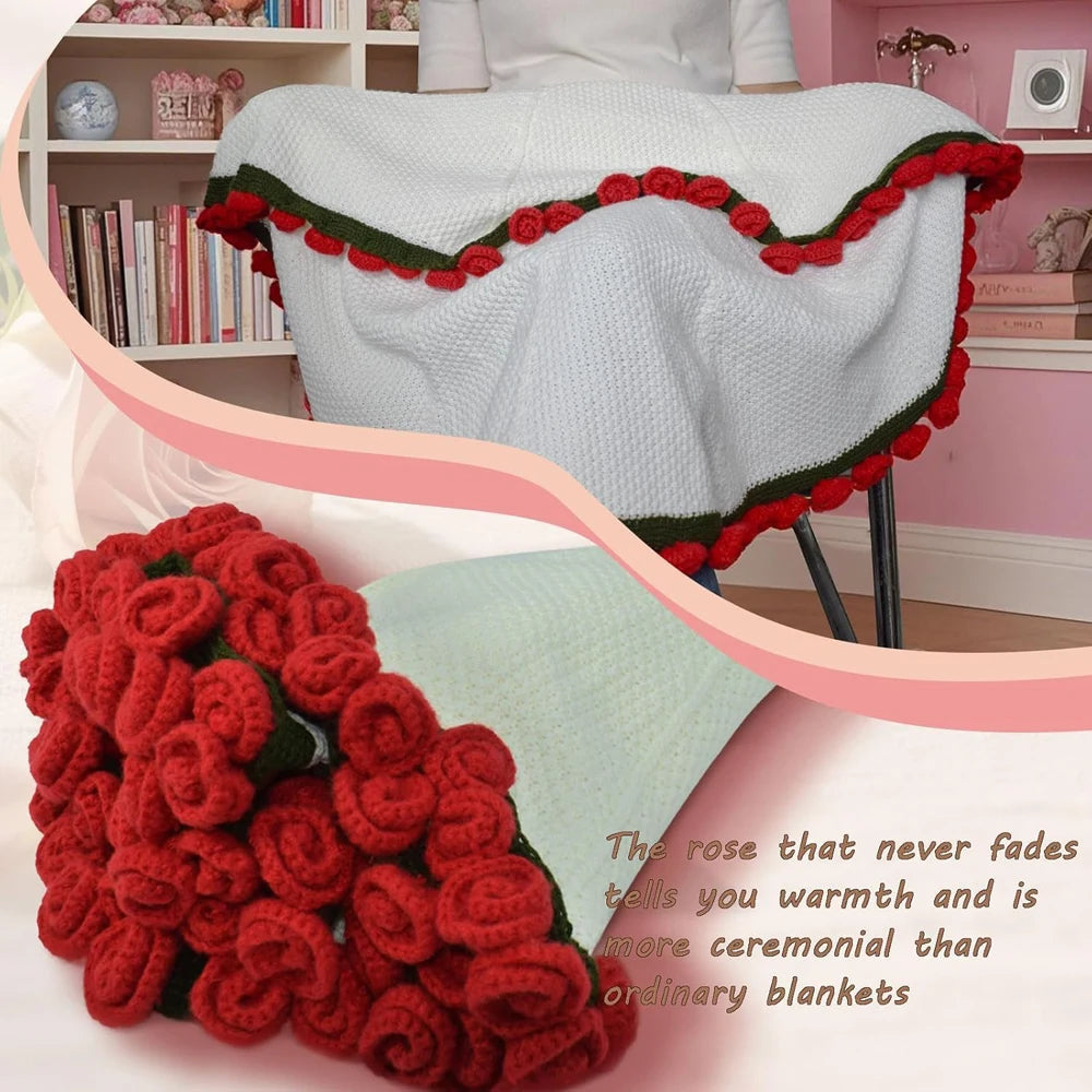 Flower Bouquet Knit Throw Blanket Soft Lightweight Home Decor