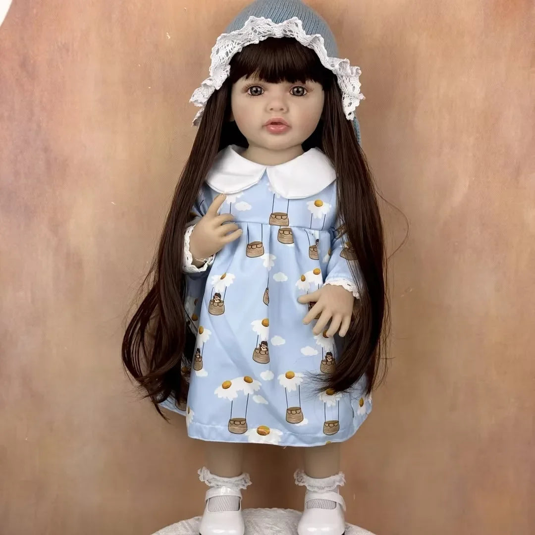 BZDOLL Vinyl Reborn Baby Doll With Long Hair Princess Toddler