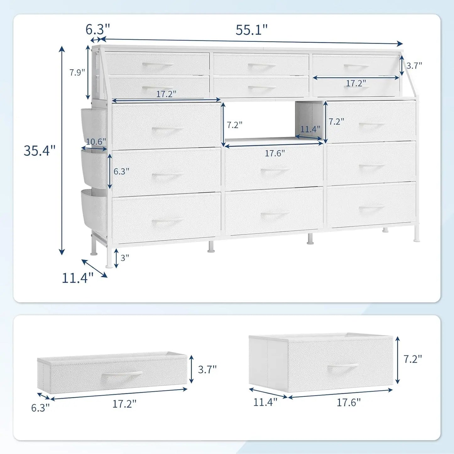 TWISTER.CK Fabric Chest of Drawers With Wooden Top and Metal Frame for Bedroom