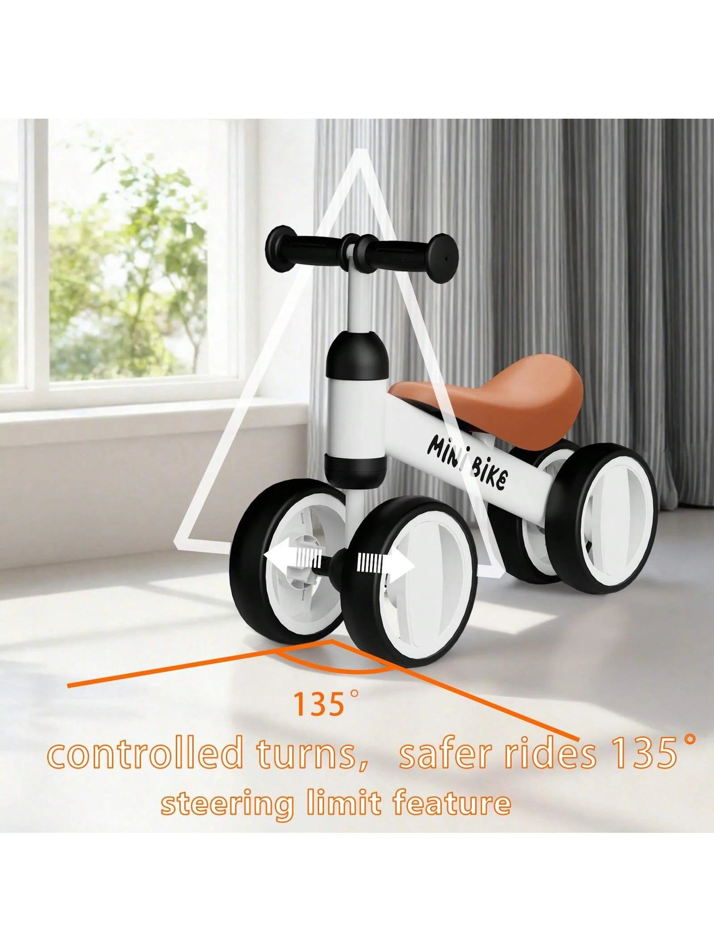 Toddler Balance Bike 4Wheel NoPedal Ride On Toy For Kids