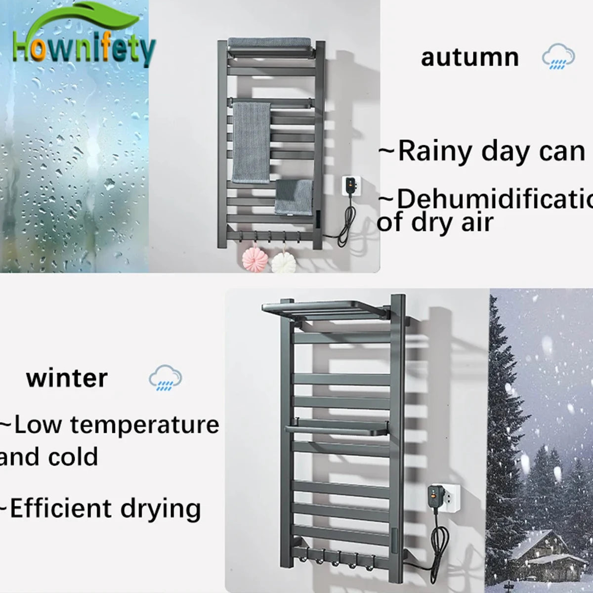 Bathroom Electric Towel Rack Thermostatic Heating With Digital Display Aluminum