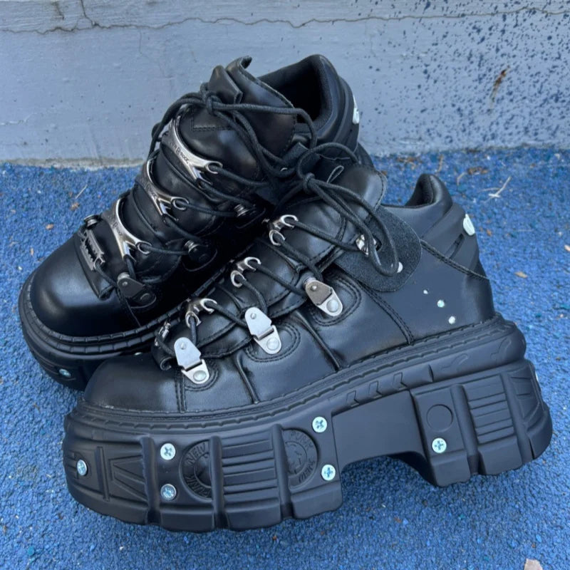 Gothic Women Chunky Platform Sneakers Metal Decoration Fashion Casual Trainers